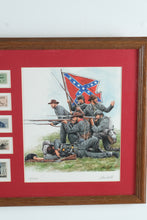 Load image into Gallery viewer, Chris Calle Civil War Bicentennial Framed Art & Stamp Set – Union & Confederate Soldiers Limited Edition (29/5000) – Dual Print Display, 26.5” x 15.5”