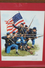 Load image into Gallery viewer, Chris Calle Civil War Bicentennial Framed Art & Stamp Set – Union & Confederate Soldiers Limited Edition (29/5000) – Dual Print Display, 26.5” x 15.5”
