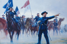 Load image into Gallery viewer, Fredericksburg Historical Prints Civil War Cavalry Dual Framed Art – Union Cavalry Command by Mort Künstler – 36.5” x 16.5”