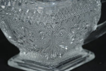 Load image into Gallery viewer, Vintage Pressed Glass Creamer with Floral & Diamond Pattern – 5.5" Wide