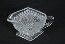 Load image into Gallery viewer, Vintage Pressed Glass Creamer with Floral & Diamond Pattern – 5.5" Wide