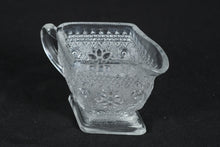 Load image into Gallery viewer, Vintage Pressed Glass Creamer with Floral & Diamond Pattern – 5.5" Wide
