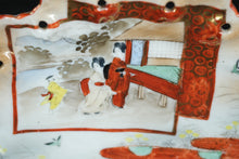 Load image into Gallery viewer, Antique Japanese Hand-Painted Porcelain Plate – Scalloped Rim with Geisha Scene (9.25")