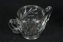 Load image into Gallery viewer, Vintage Glass Creamer & Sugar Set with Silver-Tone Rim – Leaf Pattern Design