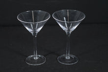 Load image into Gallery viewer, Set of 2 Vintage Martini Glasses – Classic Clear Stemware, 5" Diameter x 7.25" Tall