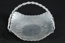 Load image into Gallery viewer, Vintage Forged Aluminum Basket with Handle – Floral Embossed Serving Dish, 10" x 9" x 7"