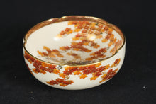 Load image into Gallery viewer, Vintage Japanese Satsuma-Style Hand Painted Bowl with Maple Leaves, Birds & Gold Trim – 5"