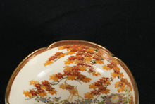 Load image into Gallery viewer, Vintage Japanese Satsuma-Style Hand Painted Bowl with Maple Leaves, Birds & Gold Trim – 5"