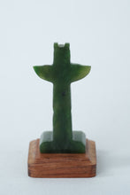 Load image into Gallery viewer, Miniature Hand-Carved Jade Totem Pole on Wooden Base – 2.75"