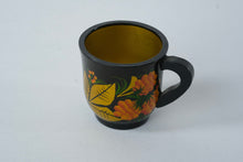 Load image into Gallery viewer, Vintage Khokhloma Style Wooden Cup – Black with Floral Design – Handcrafted