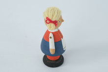 Load image into Gallery viewer, Vintage Wooden Doll Figurine – Hand-Painted Folk Girl with Yarn Hair – 2.75" Tall