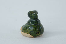 Load image into Gallery viewer, Vintage Miniature Green Glazed Clay Figurine – Rustic Folk Art Accent – 1.25" Tall