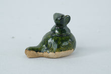Load image into Gallery viewer, Vintage Miniature Green Glazed Clay Figurine – Rustic Folk Art Accent – 1.25" Tall