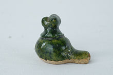 Load image into Gallery viewer, Vintage Miniature Green Glazed Clay Figurine – Rustic Folk Art Accent – 1.25" Tall