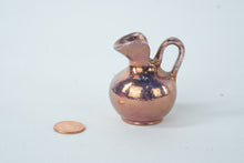 Load image into Gallery viewer, Vintage Miniature Copper Lustre Pitcher – Handcrafted Pottery Jug, 2"