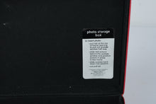 Load image into Gallery viewer, Red Faux Leather Photo Storage Box with Window & “P” Monogram – 8.5" x 6.5" x 3.25"