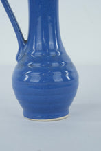 Load image into Gallery viewer, Vintage Blue Ceramic Ewer-Style Pitcher Vase β 7.5" Tall, Classic Pottery Jug