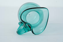 Load image into Gallery viewer, Vintage Hand-Blown Aqua Glass Pitcher – Mid-Century Art Glass – 5.5” Tall