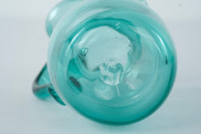Load image into Gallery viewer, Vintage Hand-Blown Aqua Glass Pitcher – Mid-Century Art Glass – 5.5” Tall