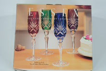 Load image into Gallery viewer, Essex Jewel-Tone Crystal Champagne Flute Set – Handcut Lead Crystal, Made in Hungary