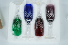Load image into Gallery viewer, Essex Jewel-Tone Crystal Champagne Flute Set – Handcut Lead Crystal, Made in Hungary