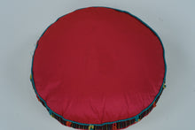 Load image into Gallery viewer, Boho Embroidered Peacock Pillow with Jeweled Accents – Round 18" Cushion