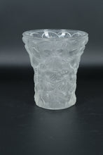 Load image into Gallery viewer, Art Deco Style Frosted Glass Pansy Vase – 6” Tall Floral Relief Design