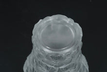 Load image into Gallery viewer, Art Deco Style Frosted Glass Pansy Vase – 6” Tall Floral Relief Design