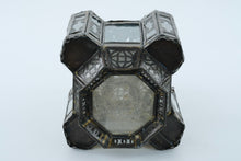 Load image into Gallery viewer, Vintage Moorish Hexagonal Hanging Lantern – Pierced Metal & Glass – 15” Tall