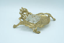 Load image into Gallery viewer, Art Nouveau Brass and Glass Inkwell Set- Virginia Metalcrafters
