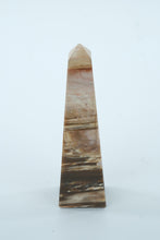 Load image into Gallery viewer, Polished Stone Obelisk – 6" Tall Earth-Toned Marble Look