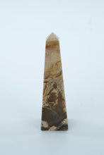 Load image into Gallery viewer, Polished Stone Obelisk – 6" Tall Earth-Toned Marble Look