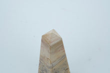 Load image into Gallery viewer, Polished Stone Obelisk – 6" Tall Earth-Toned Marble Look