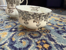 Load image into Gallery viewer, Royal Albert “25th Anniversary” Creamer & Sugar Bowl Set – Silver Floral Pattern, Bone China, England