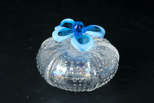 Load image into Gallery viewer, Cesars World Iridescent Sea Urchin Art Glass Perfume Bottle Blue Flower Stopper