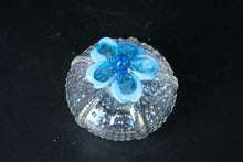Load image into Gallery viewer, Cesars World Iridescent Sea Urchin Art Glass Perfume Bottle Blue Flower Stopper