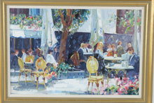 Load image into Gallery viewer, Lisandro Lopez Original Oil Painting European Cafe Scene Framed 43 x 32