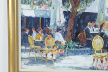 Load image into Gallery viewer, Lisandro Lopez Original Oil Painting European Cafe Scene Framed 43 x 32
