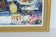 Load image into Gallery viewer, Lisandro Lopez Original Oil Painting European Cafe Scene Framed 43 x 32