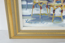 Load image into Gallery viewer, Lisandro Lopez Original Oil Painting European Cafe Scene Framed 43 x 32