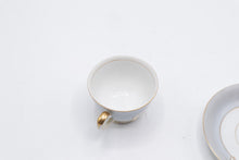 Load image into Gallery viewer, UCAGCO China Occupied Japan Gray Pink Rose Gold Teacup Saucer Vintage 1940s
