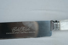 Load image into Gallery viewer, Cake Knife Sheffield England Stainless Steel Pearl Handle 13 Inch Serrated Blade