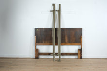 Load image into Gallery viewer, Mid-Century Campaign-Style Queen Headboard & Metal Frame
