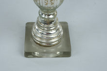 Load image into Gallery viewer, Silver Mercury Glass Pillar Candle Holder 16 Inch Antique Style Pedestal