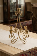 Load image into Gallery viewer, Gold Tone Metal 5 Light Candelabra Scrollwork Candle Holder 12 Inch