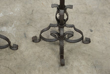 Load image into Gallery viewer, Wrought Iron Floor Candlesticks Pair Spanish Revival Scrollwork 34 27