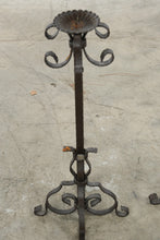 Load image into Gallery viewer, Wrought Iron Floor Candlesticks Pair Spanish Revival Scrollwork 34 27