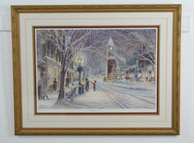 Load image into Gallery viewer, Candlelight Stroll by Trisha Romance – Limited Edition Signed & Numbered Print (2613/15000) w/ COA – 36.5" x 29" Framed Winter Village Scene