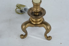 Load image into Gallery viewer, Pair Brass Candlestick Table Lamps With Curved Tripod Bases 32 Inch