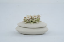 Load image into Gallery viewer, Capodimonte Porcelain Floral Trinket Box White Bisque Applied Flowers